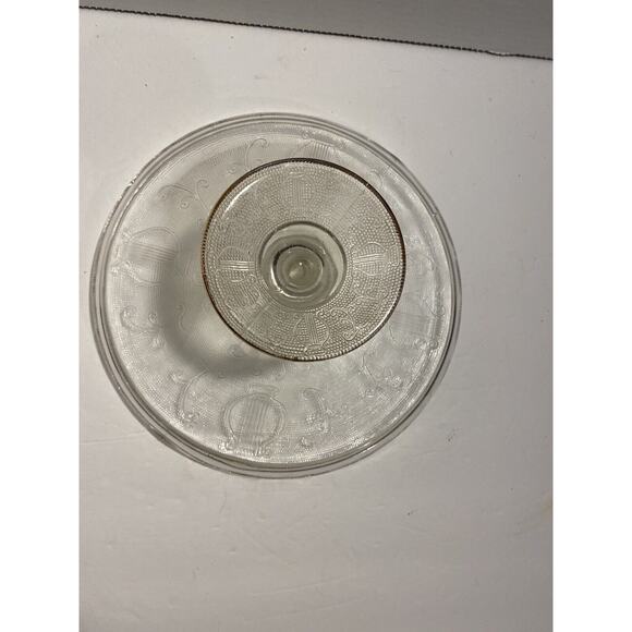 Vintage Harp Pattern By Jeanette 10" Elegant Glass Round Cake Stand Pink Tone - Picture 5 of 11